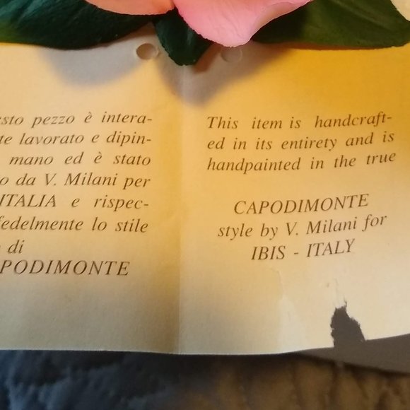 Vintage 60s Italian genuine Capodimonte Porcelain Flower, Rose NWT - Picture 3 of 8